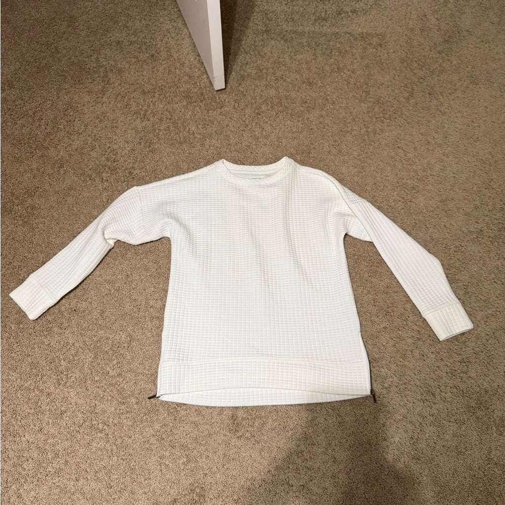 Buckle Black White Waffle Knit Long Sleeve Crewneck